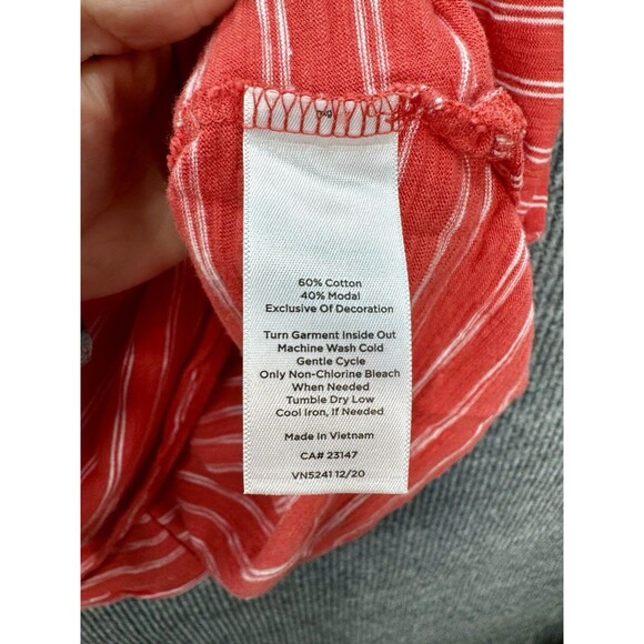 Talbots V-Neck Top Womens 2X Coral Red Stripe Modal Cotton Short Sleeve Casual - Picture 5 of 8